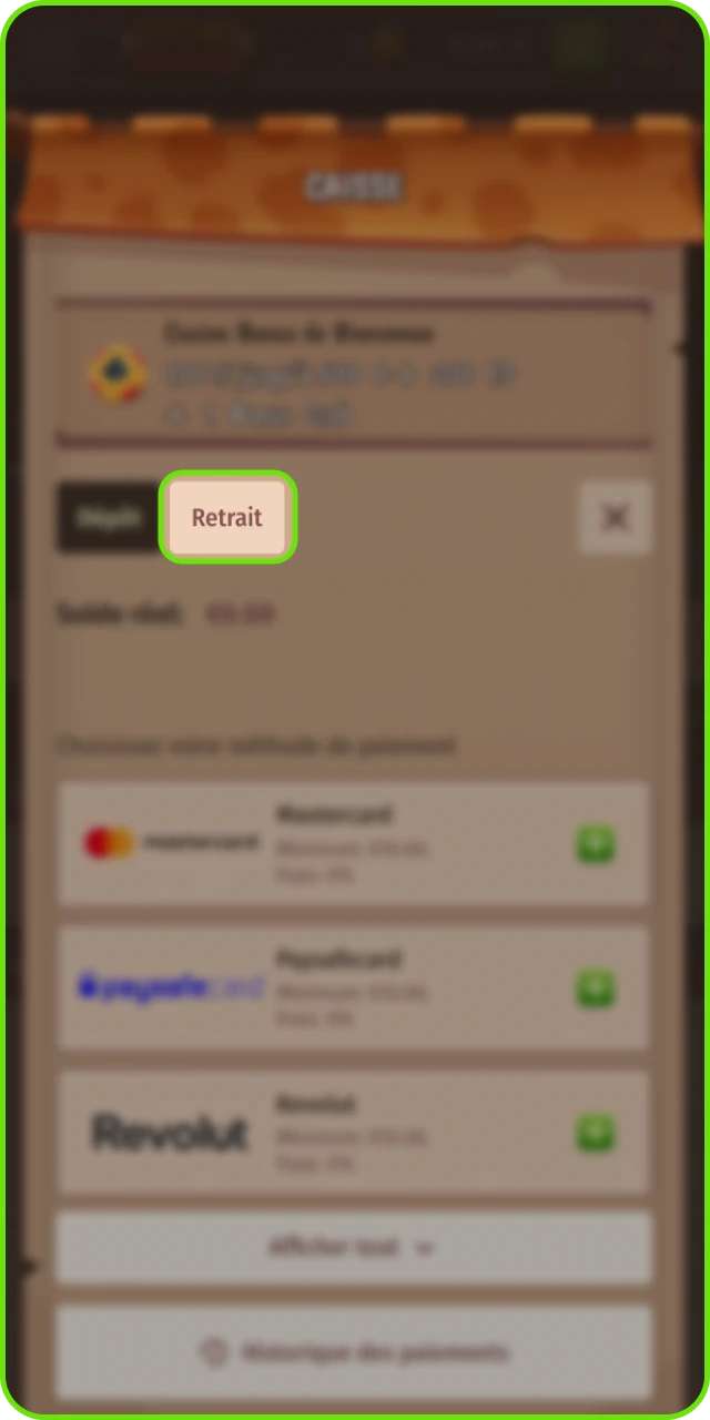 Retrait des gains Stonevegas après validation du compte.