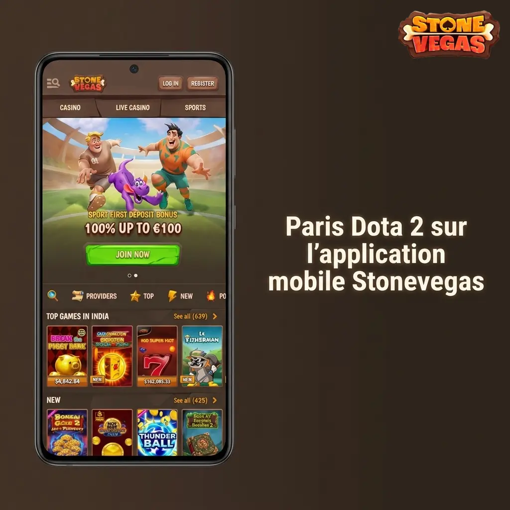 Application mobile Stonevegas pour parier sur Dota 2, avec accès aux marchés esports sur iOS et Android