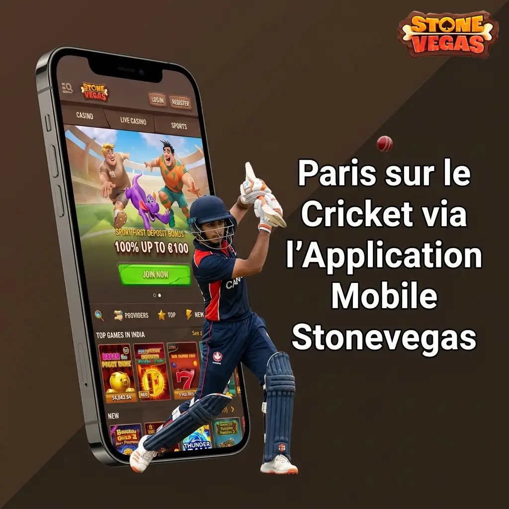 Application mobile Stonevegas pour parier sur le cricket sur iOS et Android avec cotes en direct et statistiques