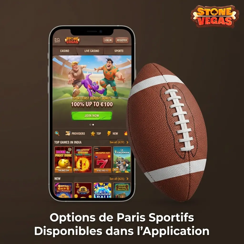 Options de paris sportifs sur l'application Stonevegas : soccer, hockey, NBA, NFL, tennis, MMA, esports et plus
